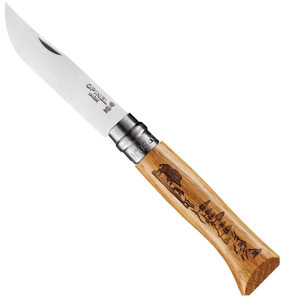 Opinel N°08 Animalia Oak Buffalo Folding Knife