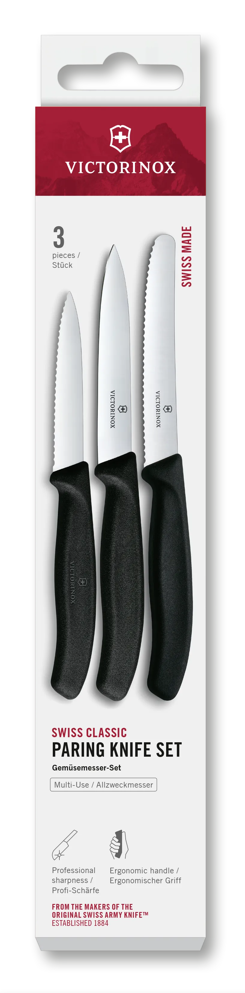 6.7113.34 SWISS CLASSIC PARING SET 3PCS STRAIGHT/WAVY BLACK BOX
