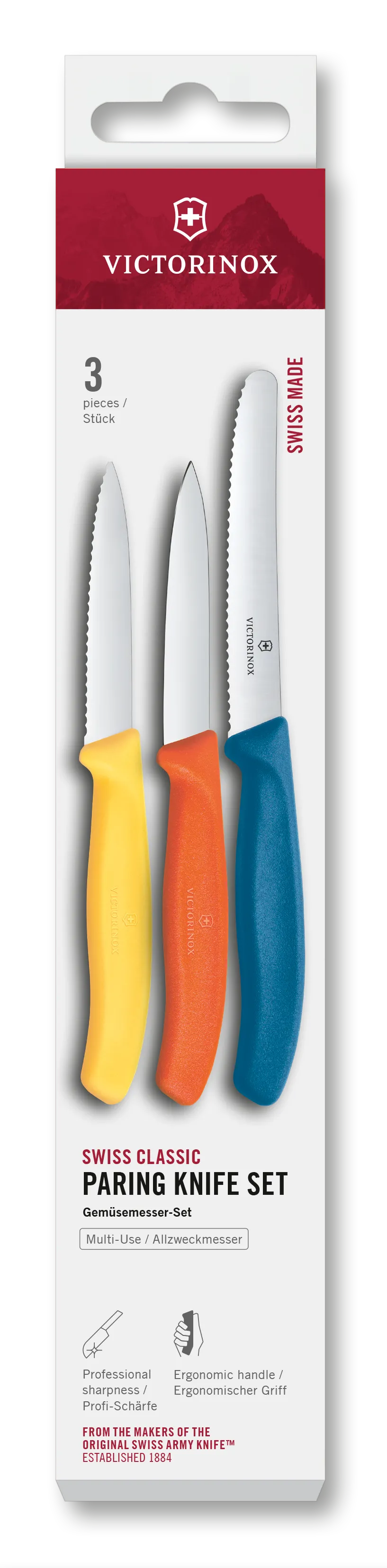 Swiss Classic Paring Knife Set, 3 Pieces, 11 cm