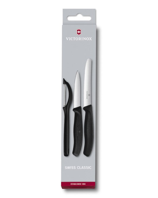 6.7113.31 Swiss Classic Paring Knife Set with Peeler, 3 Pieces BLACK