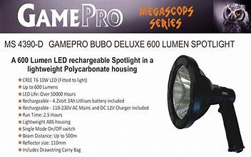 Gamepro Bubo Recharge Spotlight 600 Lum 10W Led Ac-Dc W-Bag