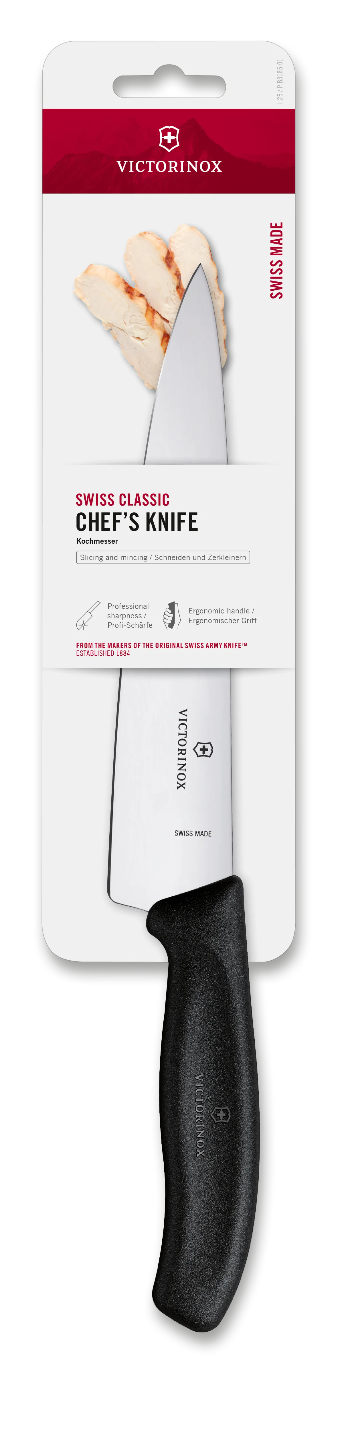 6.8003.19B SWISSCLASSIC CARVING KNIFE NORMAL 19CM  BLACK BLISTER